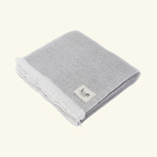 Pled tkany ręcznie gładki z alpaki, kaszmiru i wełny merynosa  grey mist 