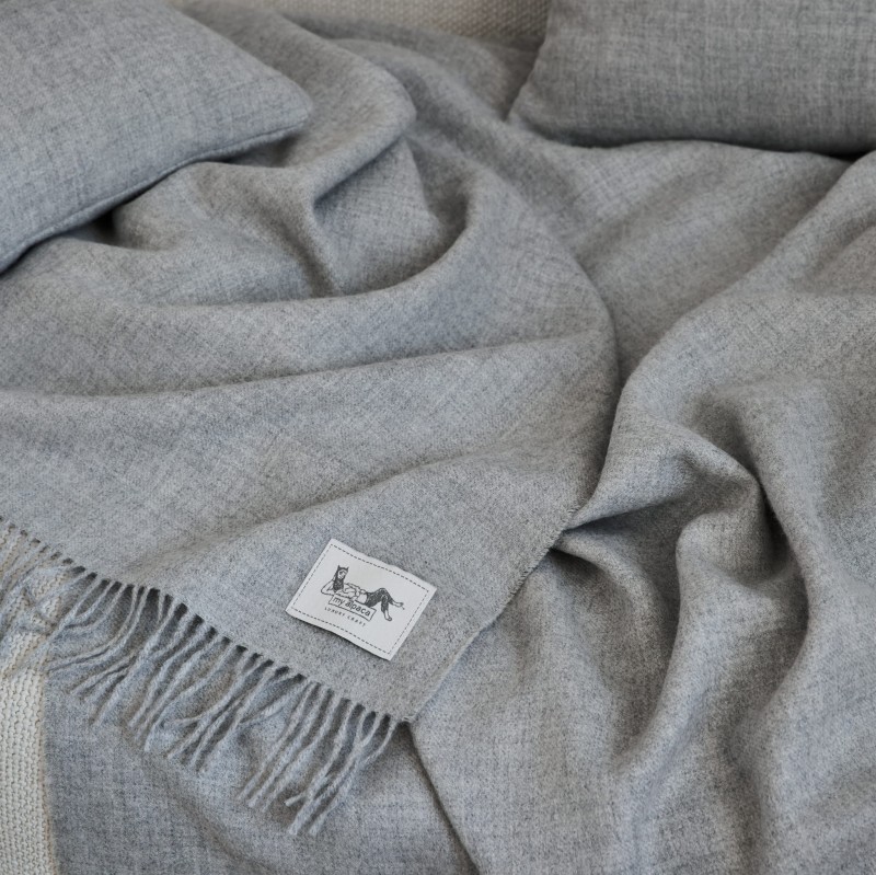 Pled z alpaki classic 100% baby alpaca 130 x 180 cm - srebrny