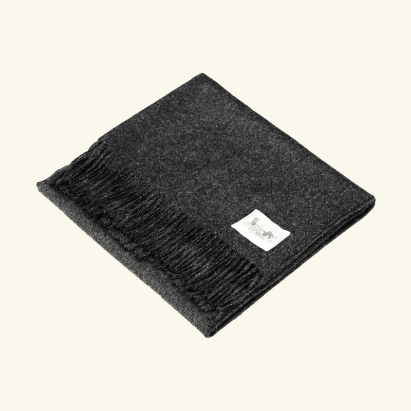 Pled z alpaki classic 100% baby alpaca 130 x 180 cm - ciemno - szary
