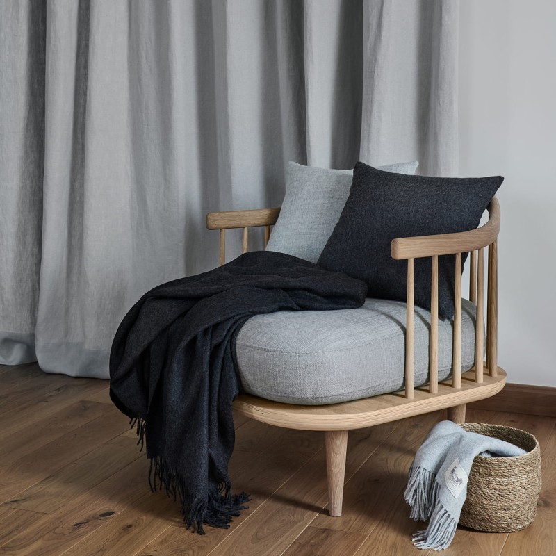Pled z alpaki classic 100% baby alpaca 130 x 180 cm - ciemno - szary