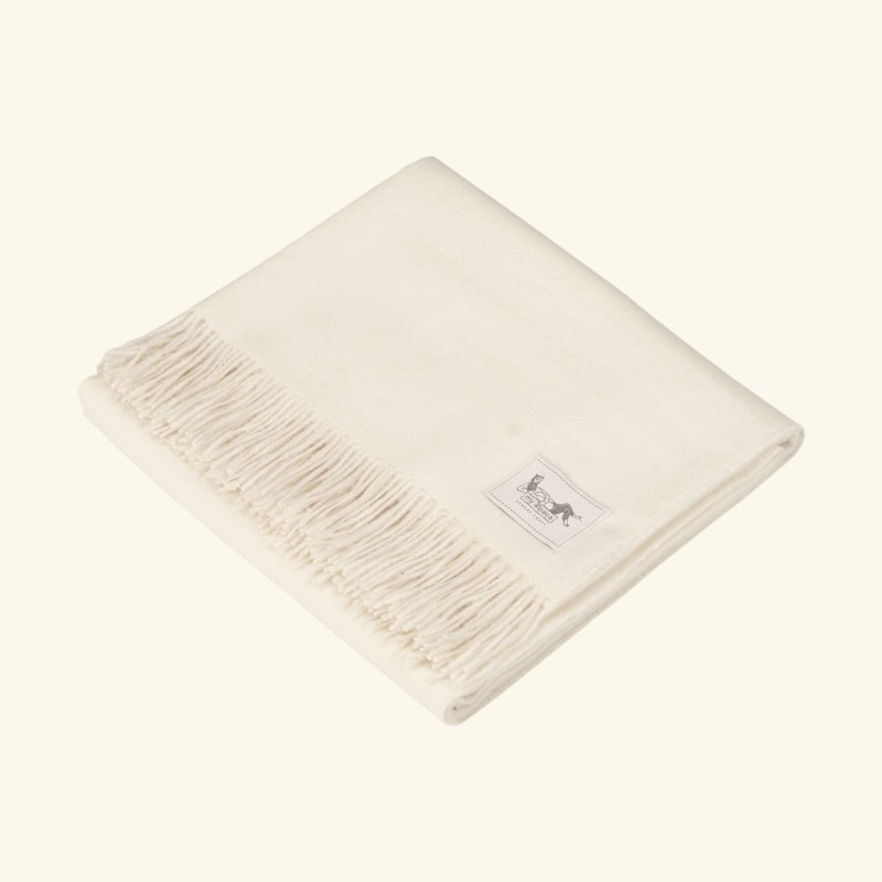 Pled z alpaki classic 100% baby alpaca 130 x 180 cm - kość słoniowa