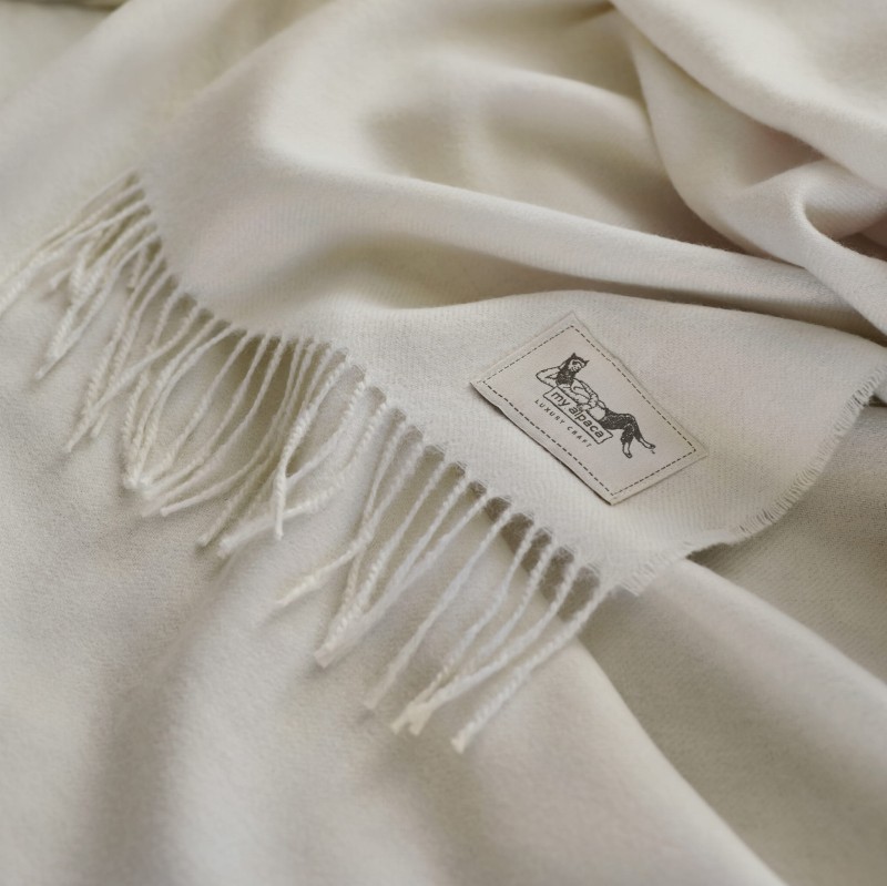 Pled z alpaki classic 100% baby alpaca 130 x 180 cm - kość słoniowa