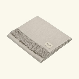 Pled z alpaki fishbone 100% baby alpaca biało - beżowy 