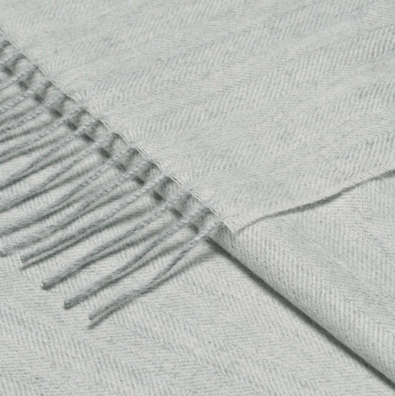 Pled z alpaki fishbone 100% baby alpaca - biało - srebrny