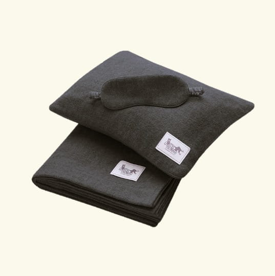 Zestaw podróżny 100% baby alpaca - ciemno - szary