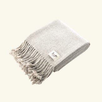 Pled baby alpaca i bawełna organiczna naturalny srebrny