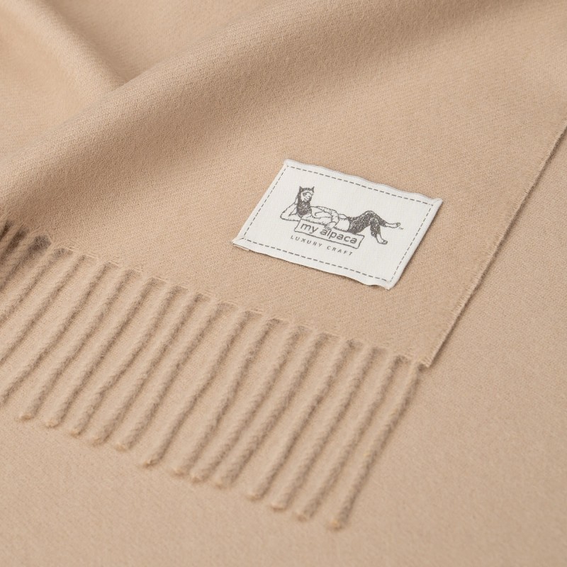 Szalik z alpaki classic 100% baby alpaca - kawa-z-mlekiem-bezowy
