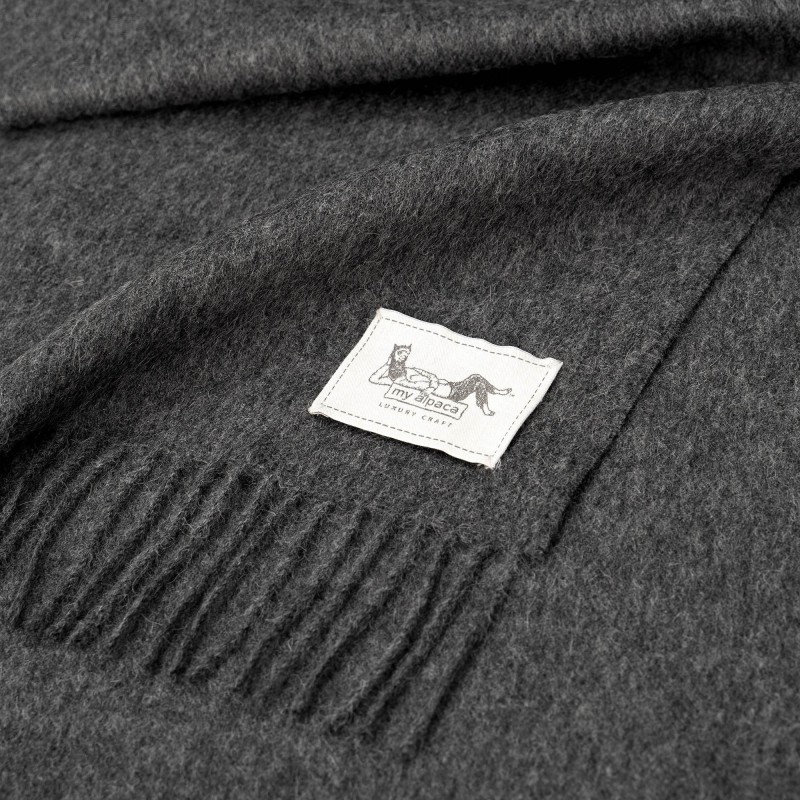 Szalik z alpaki classic 100% baby alpaca - ciemny-szary